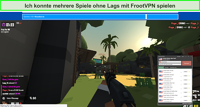 Screenshot von Spielen mit FrootVPN.