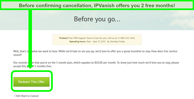 ipvanish cancel refund