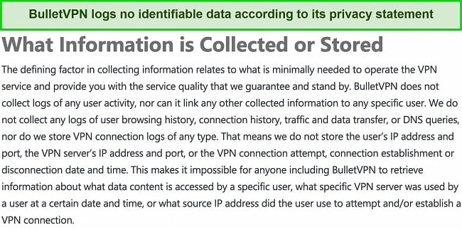 Screenshot of Hide My IP’s Privacy Policy