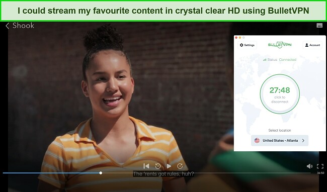 Screenshot of BulletVPN unblocking Disney+