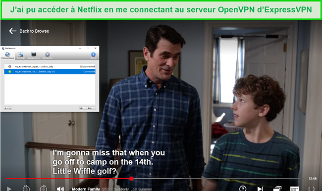 Capture d'écran de Netflix diffusé avec Viscosity VPN via les serveurs OpenVPN d'ExpressVPN