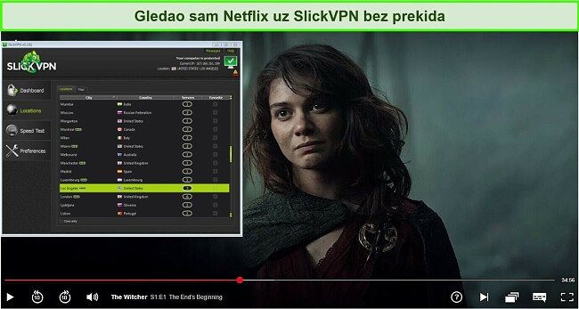 Snimka zaslona SlickVPN-a za deblokiranje Netflixa