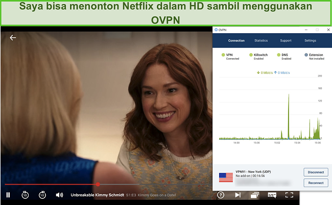 Tangkapan layar dari OVPN yang membuka blokir Netflix