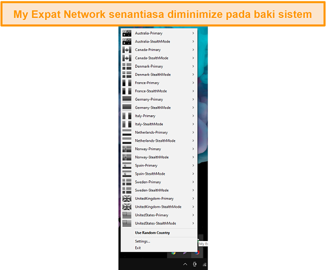 Tangkapan layar dari Antarmuka Desktop Jaringan Expat Saya