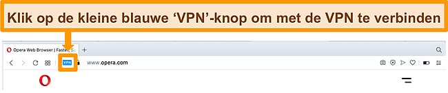 Screenshot van de Opera VPN-zoekbalk.