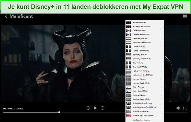 Screenshot van My Expat Network waarmee Disney + US wordt gedeblokkeerd