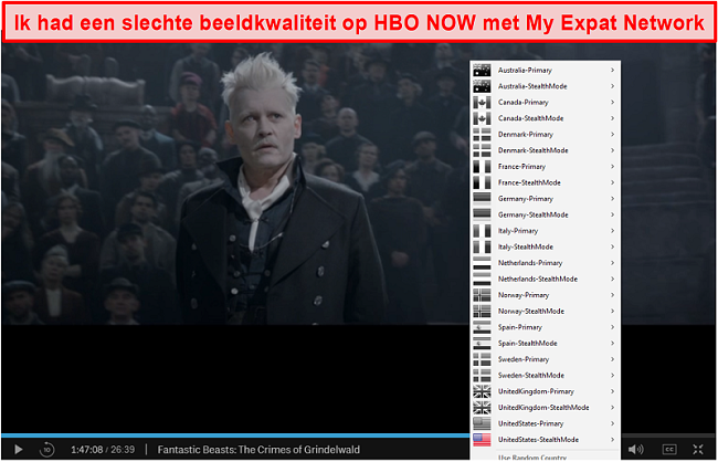 Screenshot van My Expat Network waarmee HBO NOW wordt gedeblokkeerd