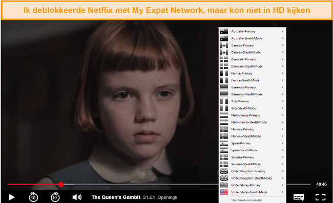 Screenshot van My Expat Networking waarmee Netflix US wordt gedeblokkeerd