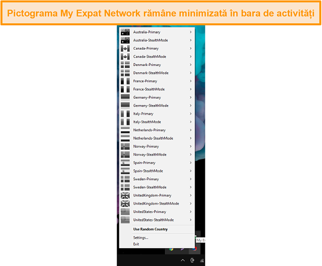 Captură de ecran a My Expat Network Interface