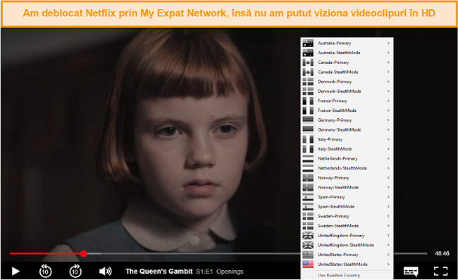 Captură de ecran a My Expat Networking deblocând Netflix SUA