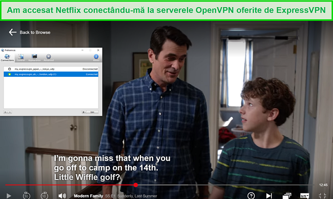 Captură de ecran a Netflix transmisă prin Viscosity VPN prin serverele OpenVPN ale ExpressVPN