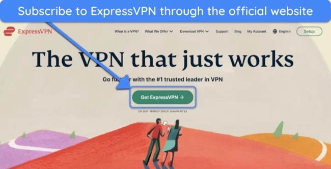 Screenshot showing how to subscribe to ExpressVPN through its official website