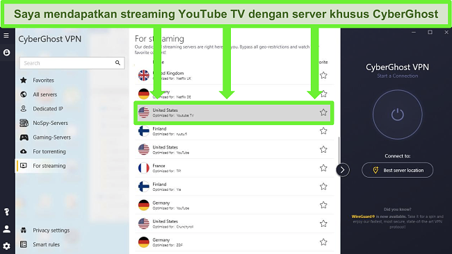 vpn terbaik untuk digunakan untuk server streaming youtube tv cyberghost yang dioptimalkan