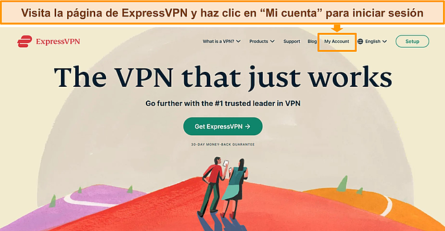 Captura de pantalla del sitio web de ExpressVPN con.