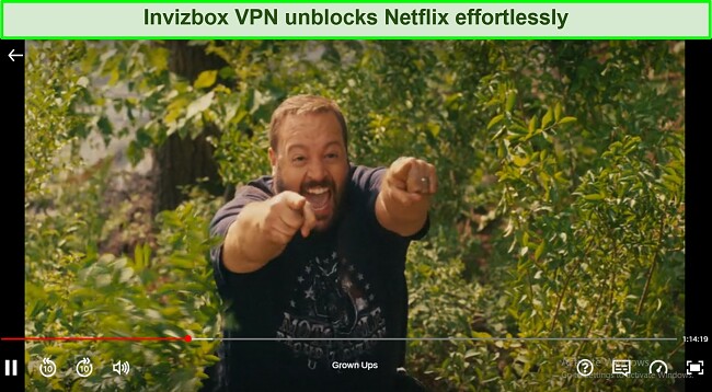 Screenshot of Invizbox VPN router unblocking Netflix