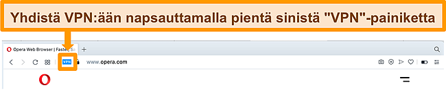 Kuvakaappaus Opera VPN -hakupalkista.