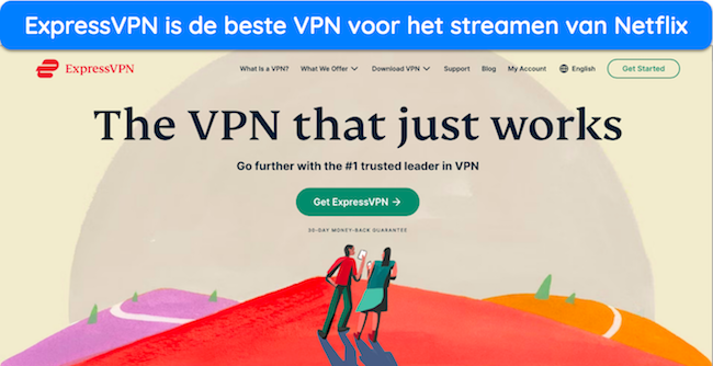 Screenshot van de startpagina van ExpressVPN