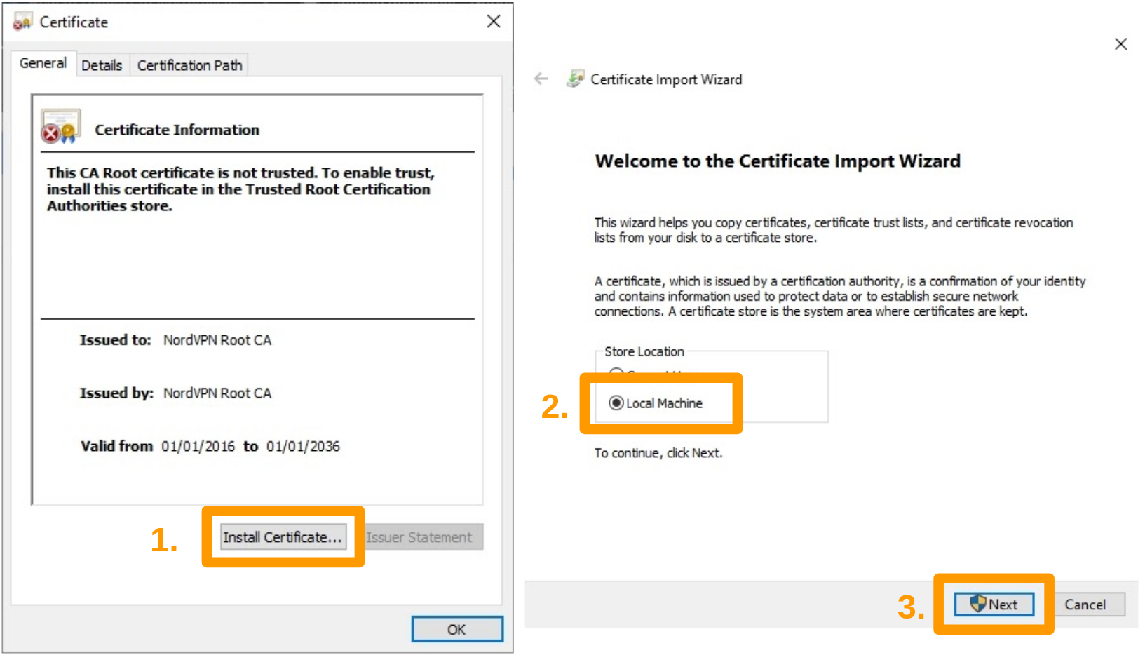 nordvpn certificates download