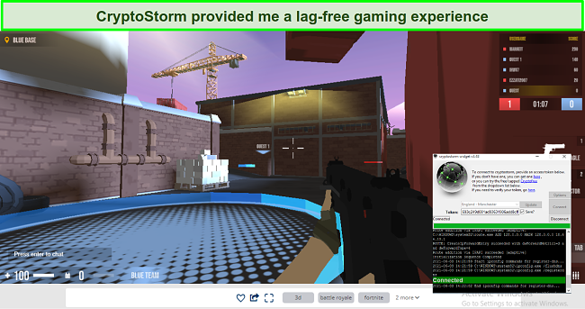 Screenshot of Mini Royale multiplayerr game being played while connected to Cryptostorm's server in Manchester