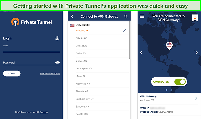 private tunnel account creation