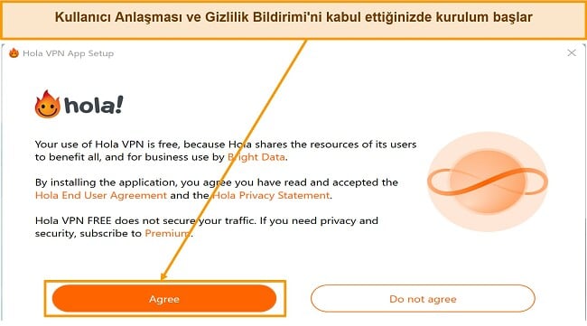 Hola VPN web sitesinin uygulama indirme bölümünün ekran görüntüsü