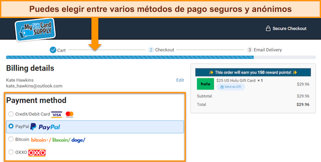 Imagen de las opciones de pago de MyGiftCardSupply