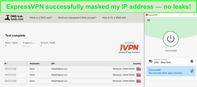 ExpressVPN passed DNS-leak test