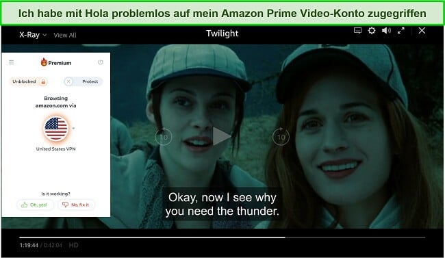 Screenshot von Hola, das Amazon Prime Video entsperrt