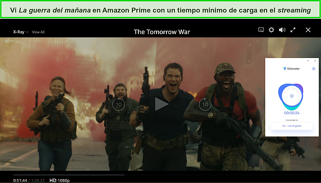 Captura de pantalla de Unlocator que desbloquea The Tomorrow War en Prime Video.