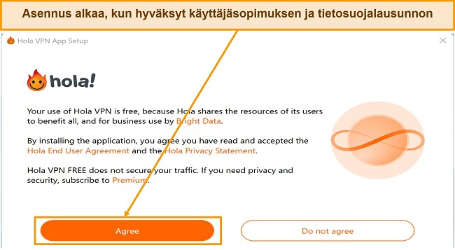 Kuvakaappaus Hola VPN -verkkosivuston sovellusten latausosiosta