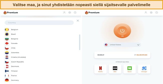 Kuvakaappaus Windows-sovelluspalvelimen käyttöliittymästä ja Holan yhteysnäytöstä