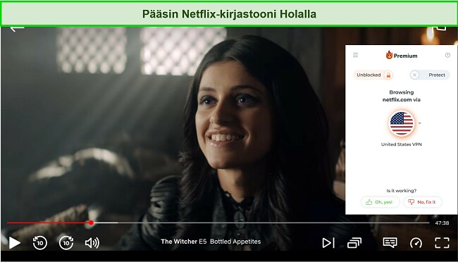 Kuvakaappaus Hola työskentelemisestä Netflixin kanssa