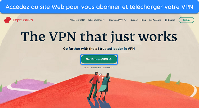 Image du site Web d'ExpressVPN, mettant en évidence le bouton S'abonner