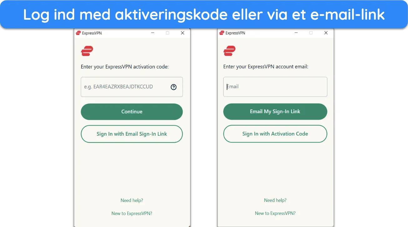 Skærmbillede af ExpressVPNs app-downloadside.