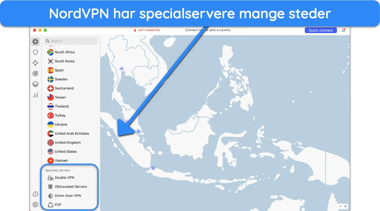 NordVPNs specialservere.