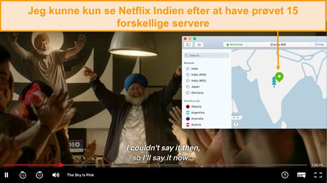 Skærmbillede af streaming Netflix Indien med NordVPN