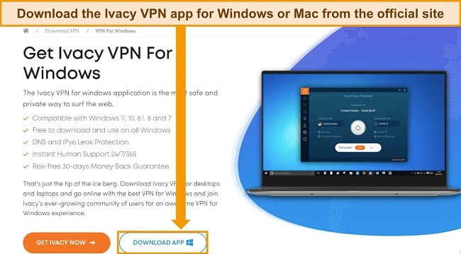 Screenshot of the Ivacy VPN website highlighting the 