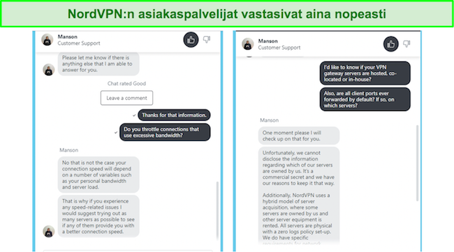 NordVPN:n 24/7 live-chat-tuki on nopeaa ja hyödyllistä