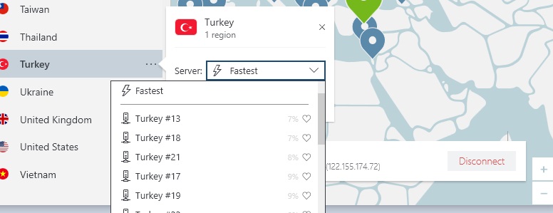 nordvpn server list