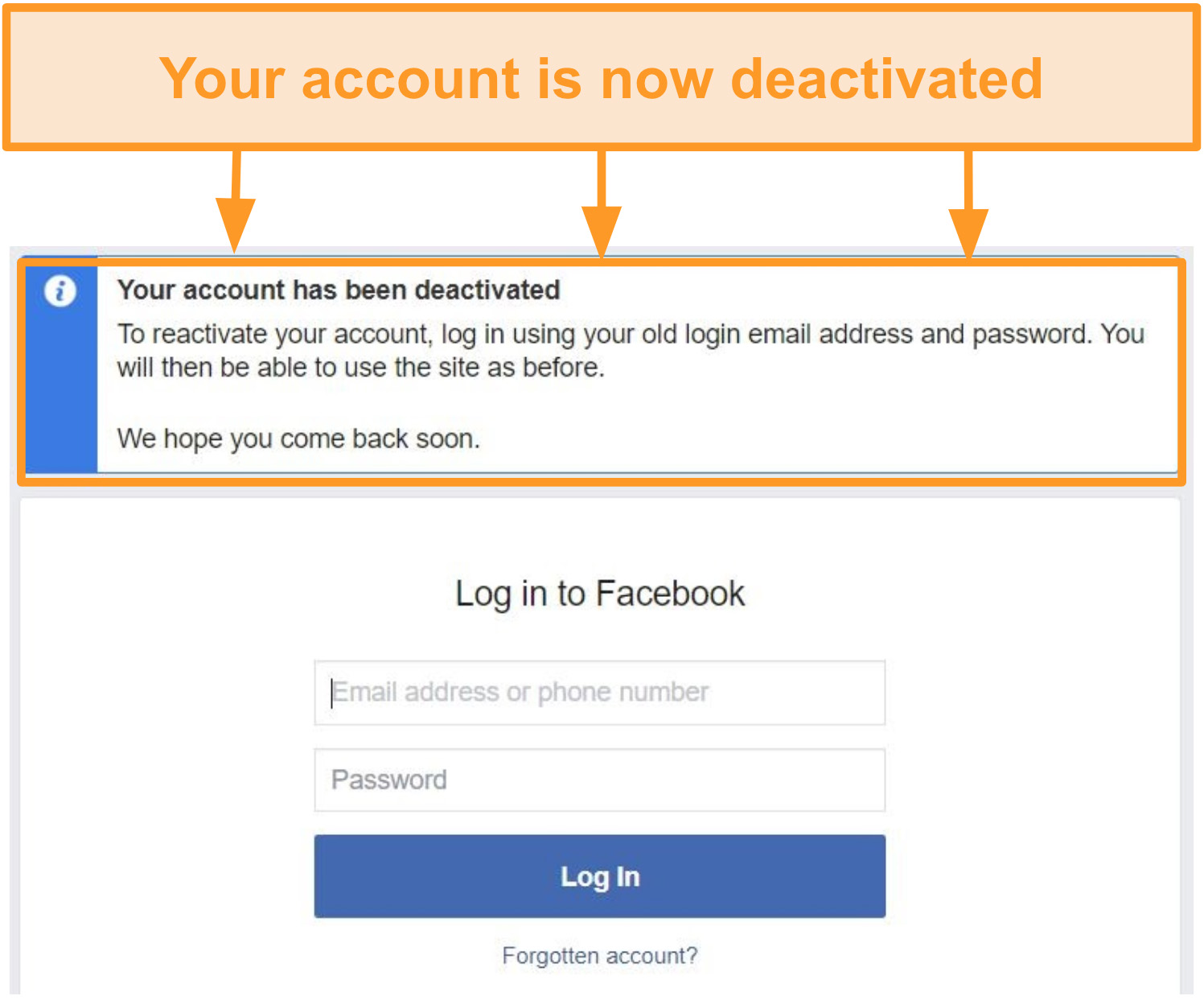 Account has been deactivated. How to deactivate account in Instagram.