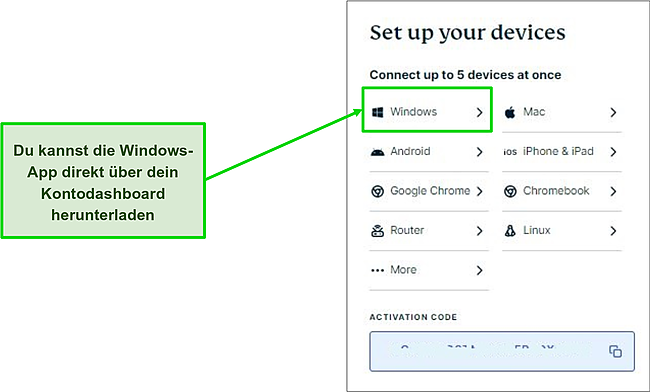 Screenshot des Windows-Downloads von der ExpressVPN-Site und dem Dashboard.
