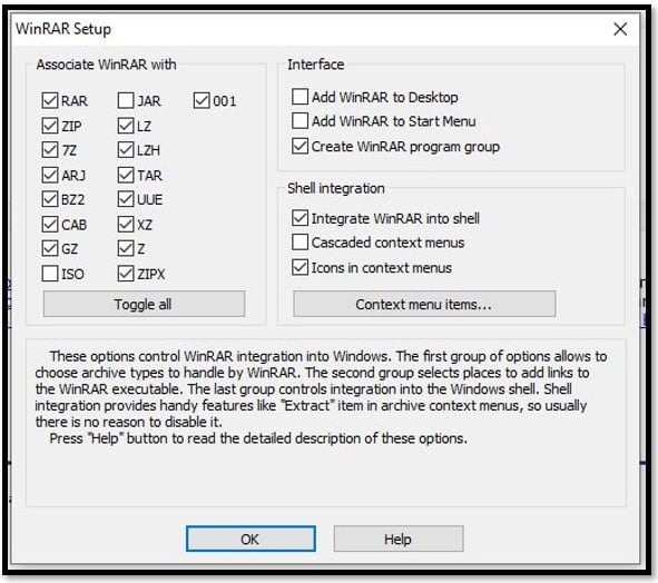 how to disable winrar