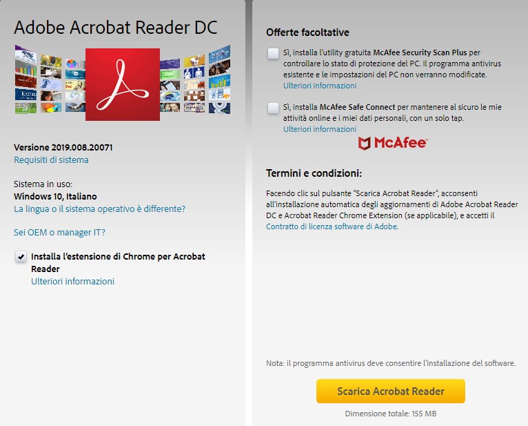 download adobe acrobat reader dc italiano