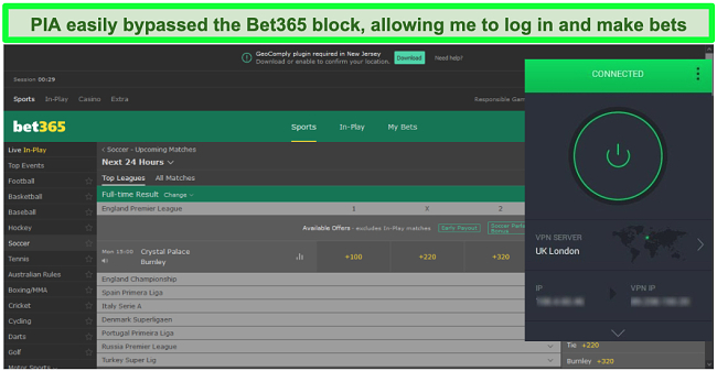 bet365 detects my vpn ipvanish