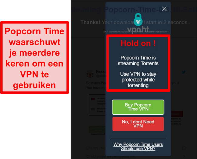 can you watch popcorn time without vpn