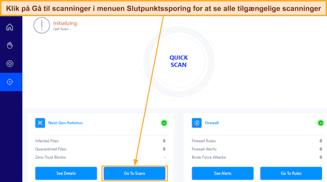 Skærmbillede, der viser, hvordan du får adgang til Heimdals liste over scanninger