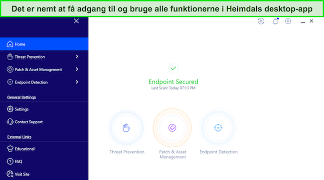 Skærmbillede, der viser Heimdals intuitive desktop-app