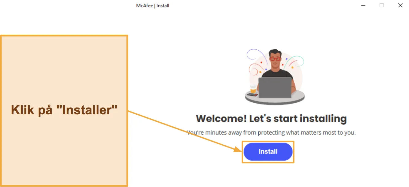 Start opsætningen, og klik på knappen Installer for at begynde at installere appen.