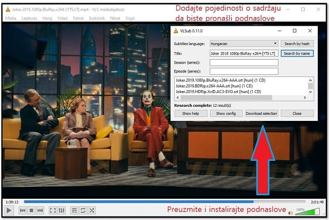 Preuzimanje datoteka Podnaslov sa VLC