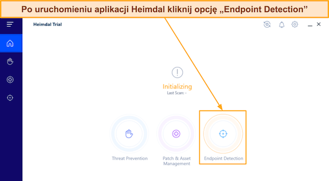 Zrzut ekranu pokazujący, jak uzyskać dostęp do menu Endpoint Detection Heimdala